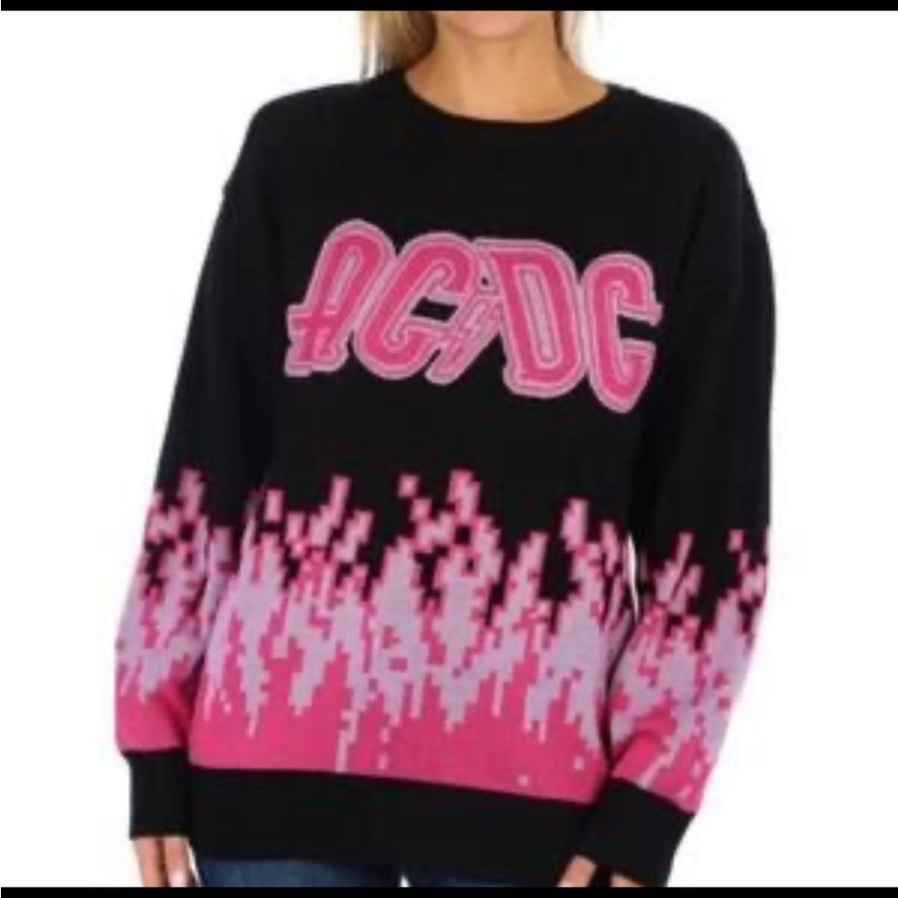 AC/DC Black and Pink Pixelated Sweater